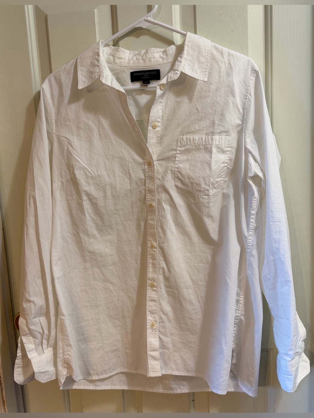 Banana Republic 100% Cotton Oversized White Shirt | OfficeCore Crisp |  L